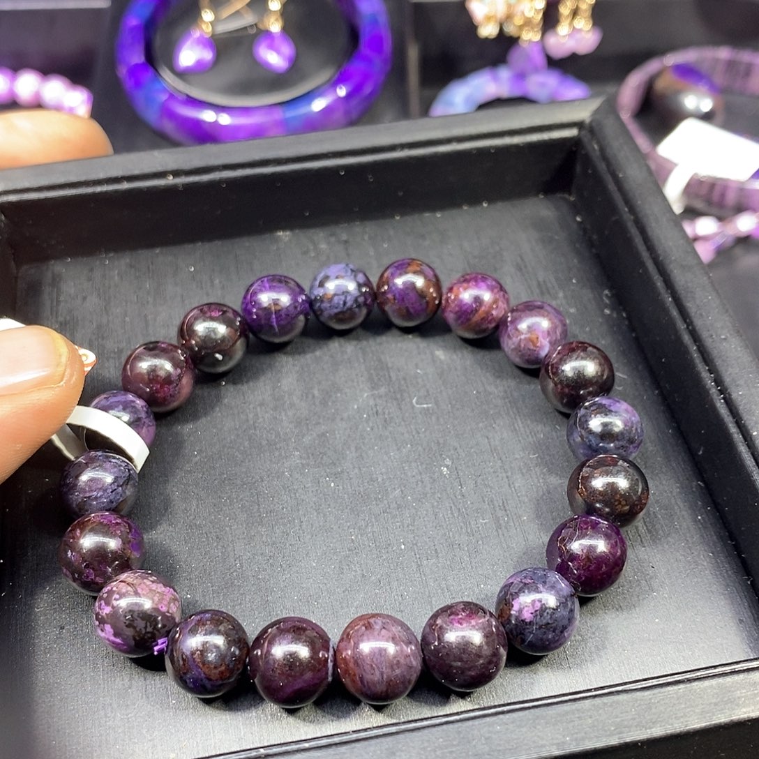 苏纪石（舒俱来）未镶嵌南非舒俱来老油紫圆珠单圈