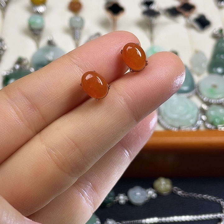 翡翠未镶嵌耳饰耳钉