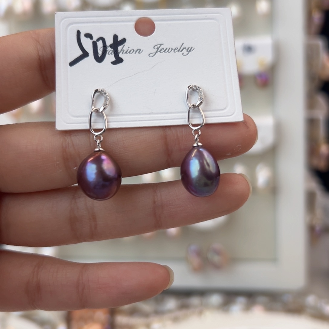 淡水珍珠耳饰银S925镶嵌