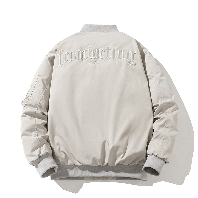 春秋冬纯色百搭刺绣外套男女情侣夹克休闲加厚棉衣宽松大码棒球服