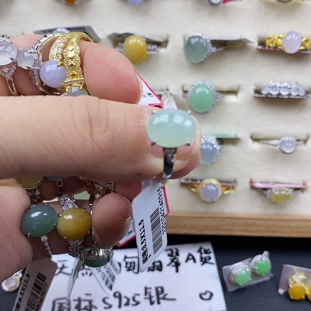 翡翠银S925镶嵌戒指