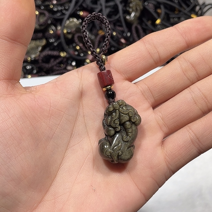 黑曜岩合金颈饰金曜石包挂