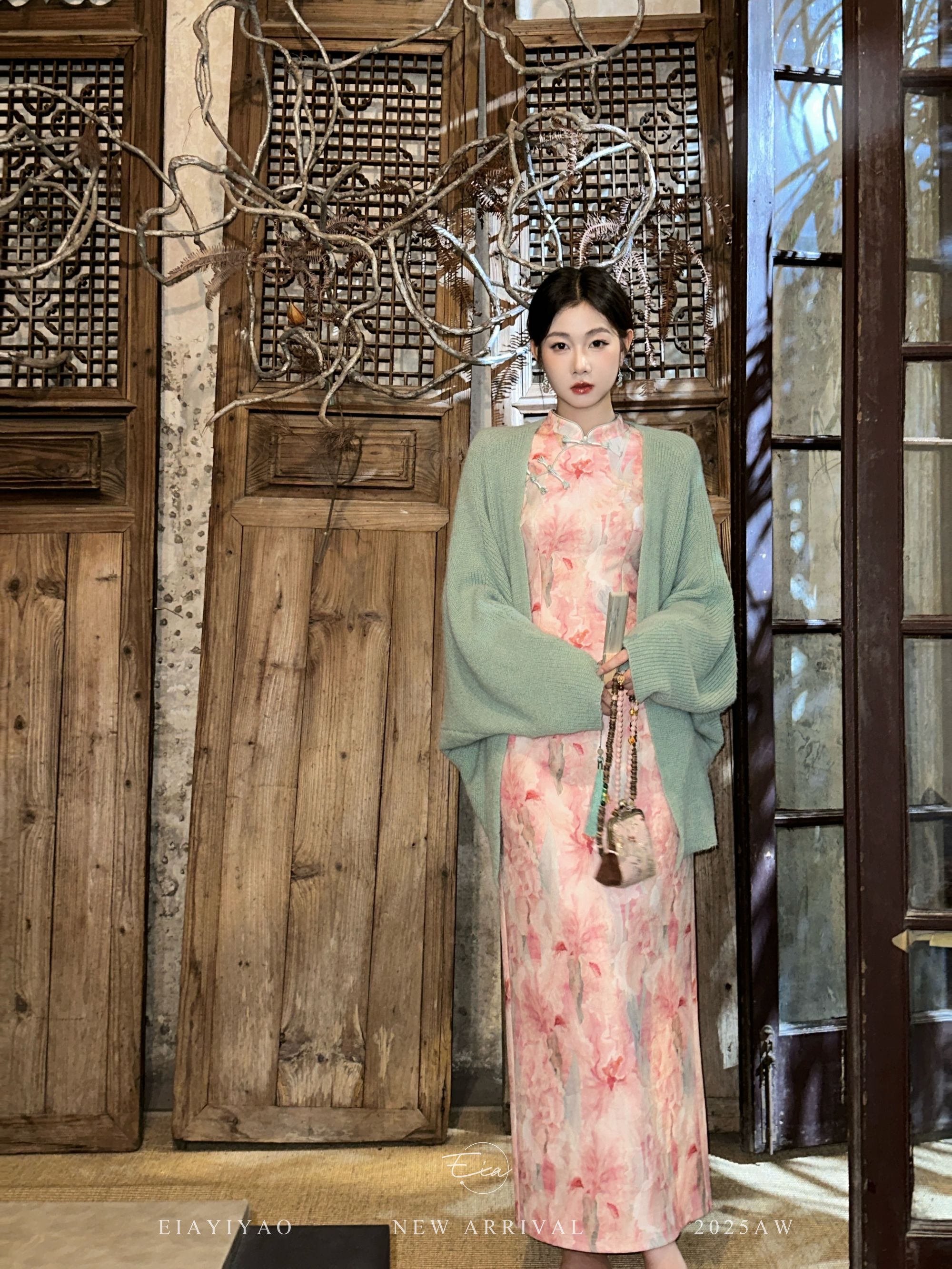 EIA一尧新中式国风【花疏影】气质温婉旗袍连衣裙显瘦民国风复古裙