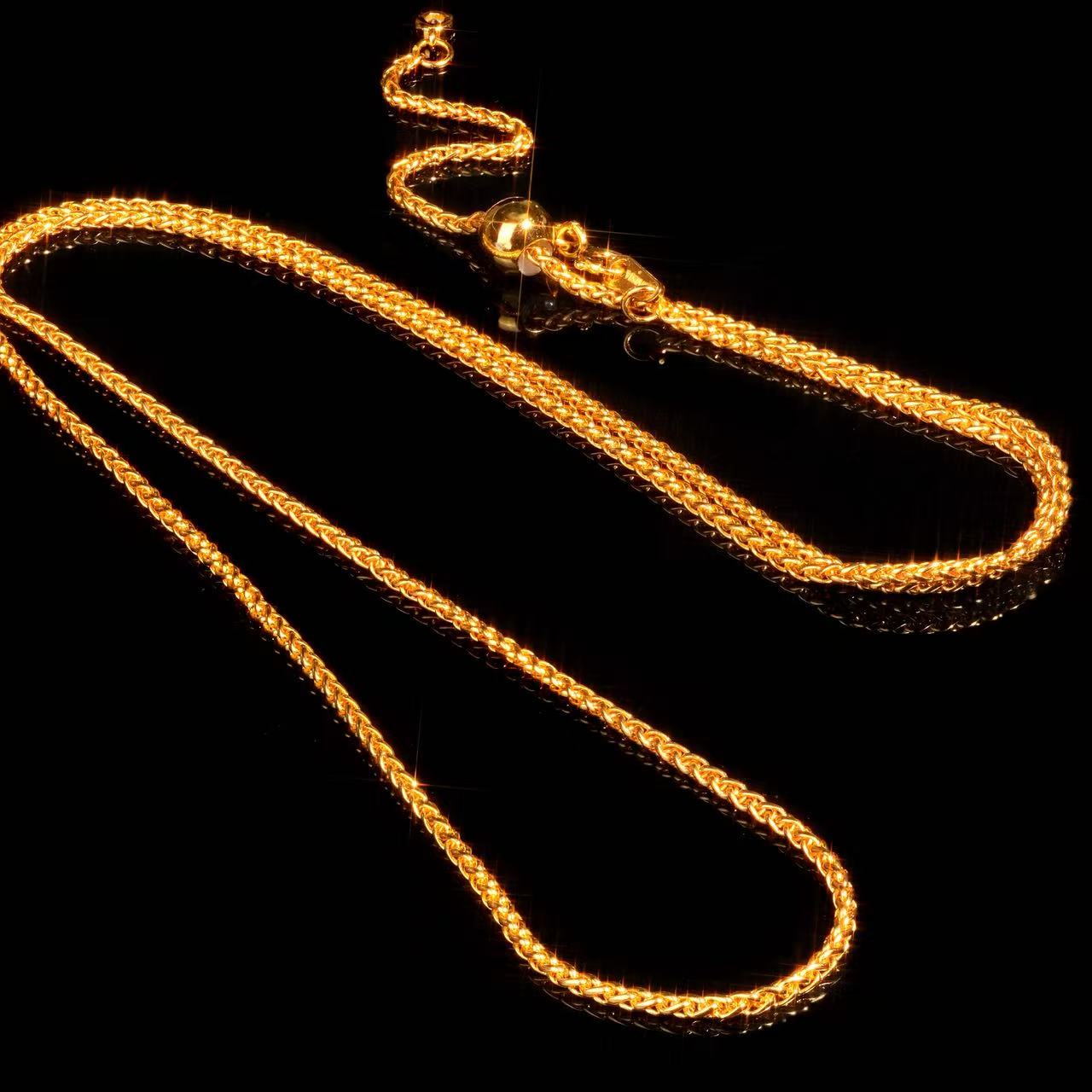 VISING 链子925银 可调节金色百搭链女款百搭时尚简约复古素链