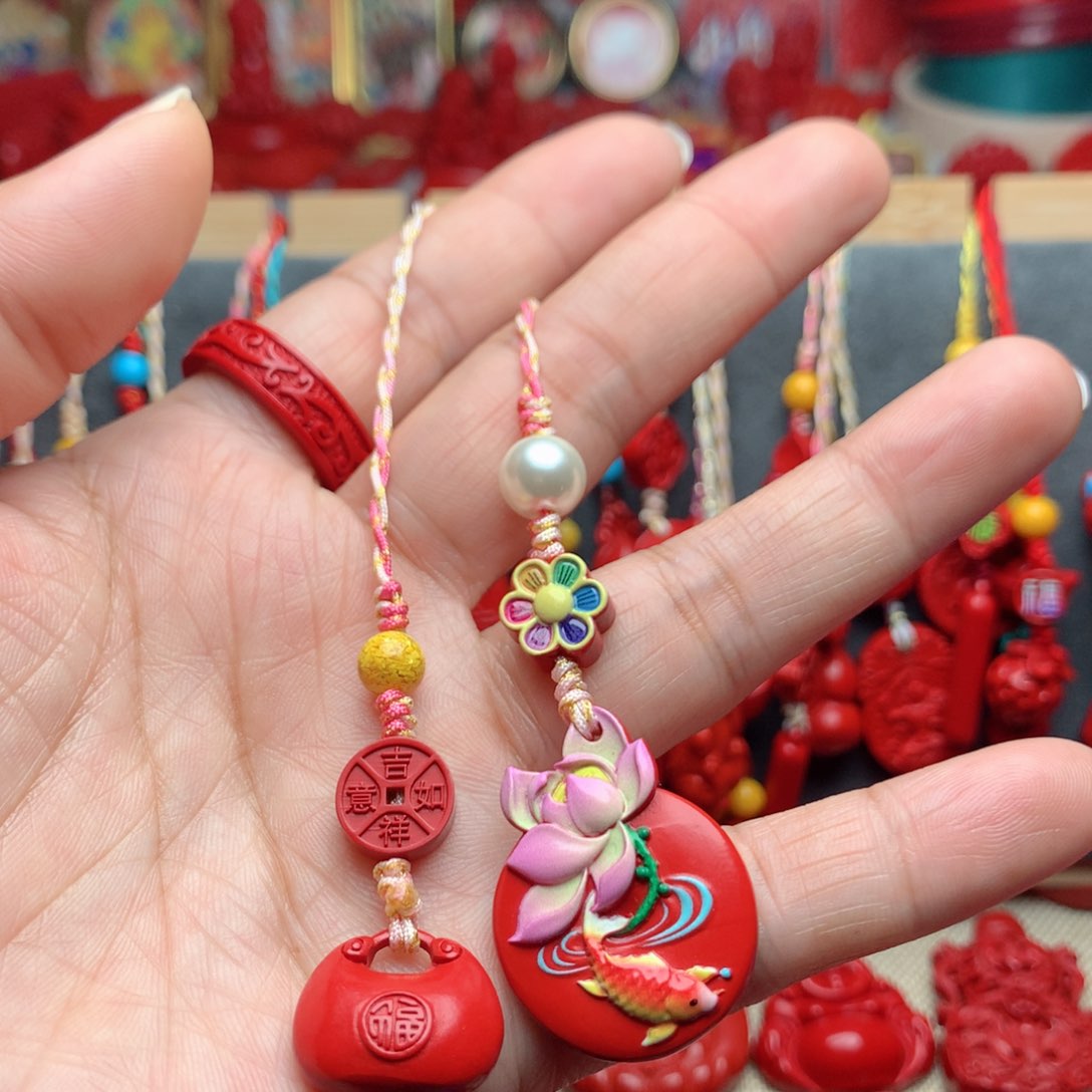 天然辰砂工艺品朱砂手机坠