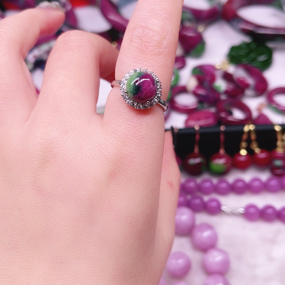 戒指银S925镶嵌红宝石