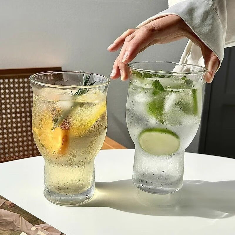 ins风网红宽口玻璃杯果汁杯冰美式咖啡杯酒杯啤酒杯饮品饮料杯子