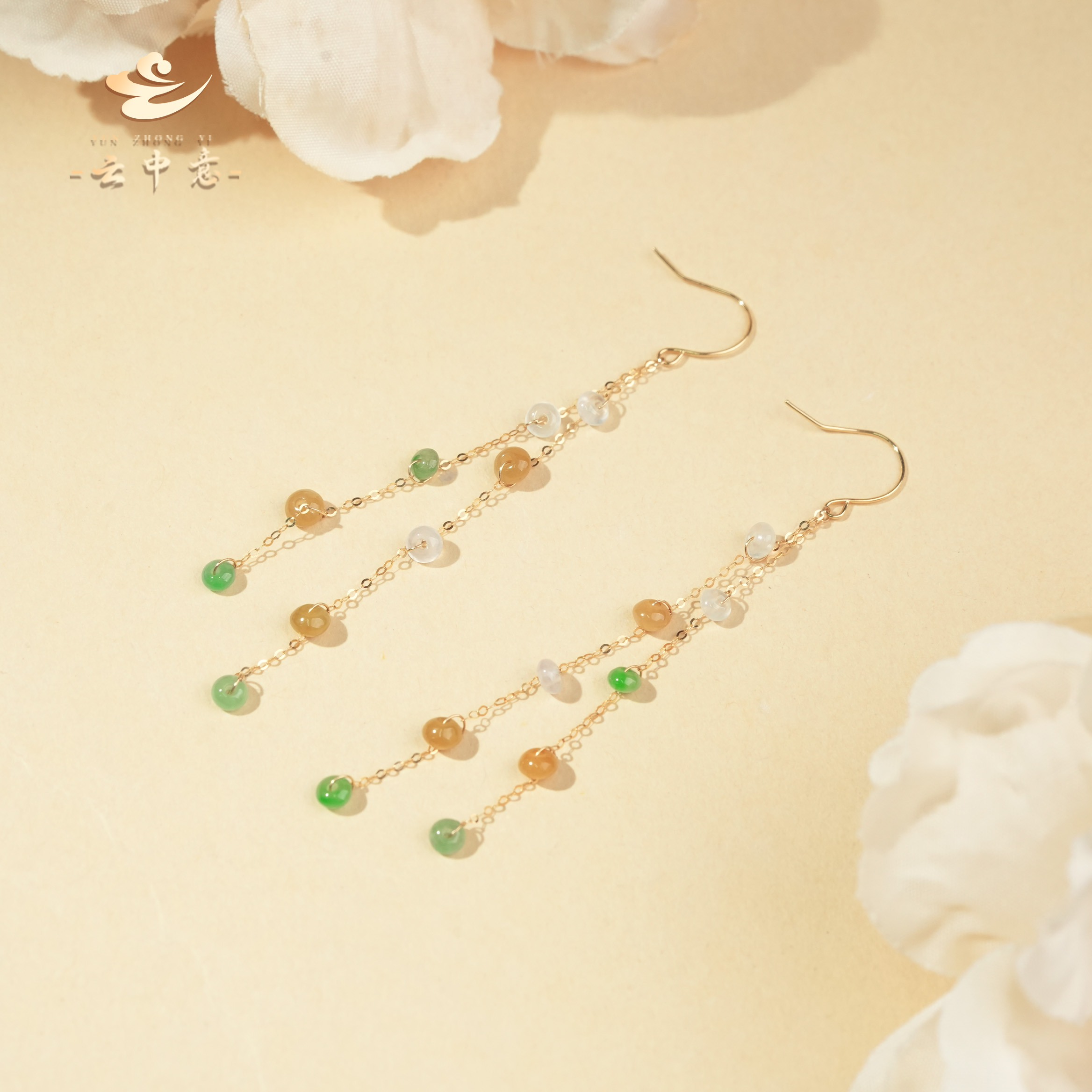 【云中意】18K金三色平安扣耳勾-多样性发货-zjh