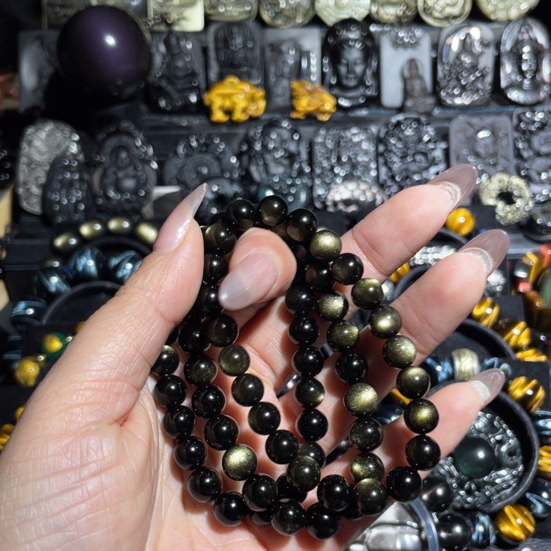 芷***鸢黑曜岩未镶嵌手串8mm108颗