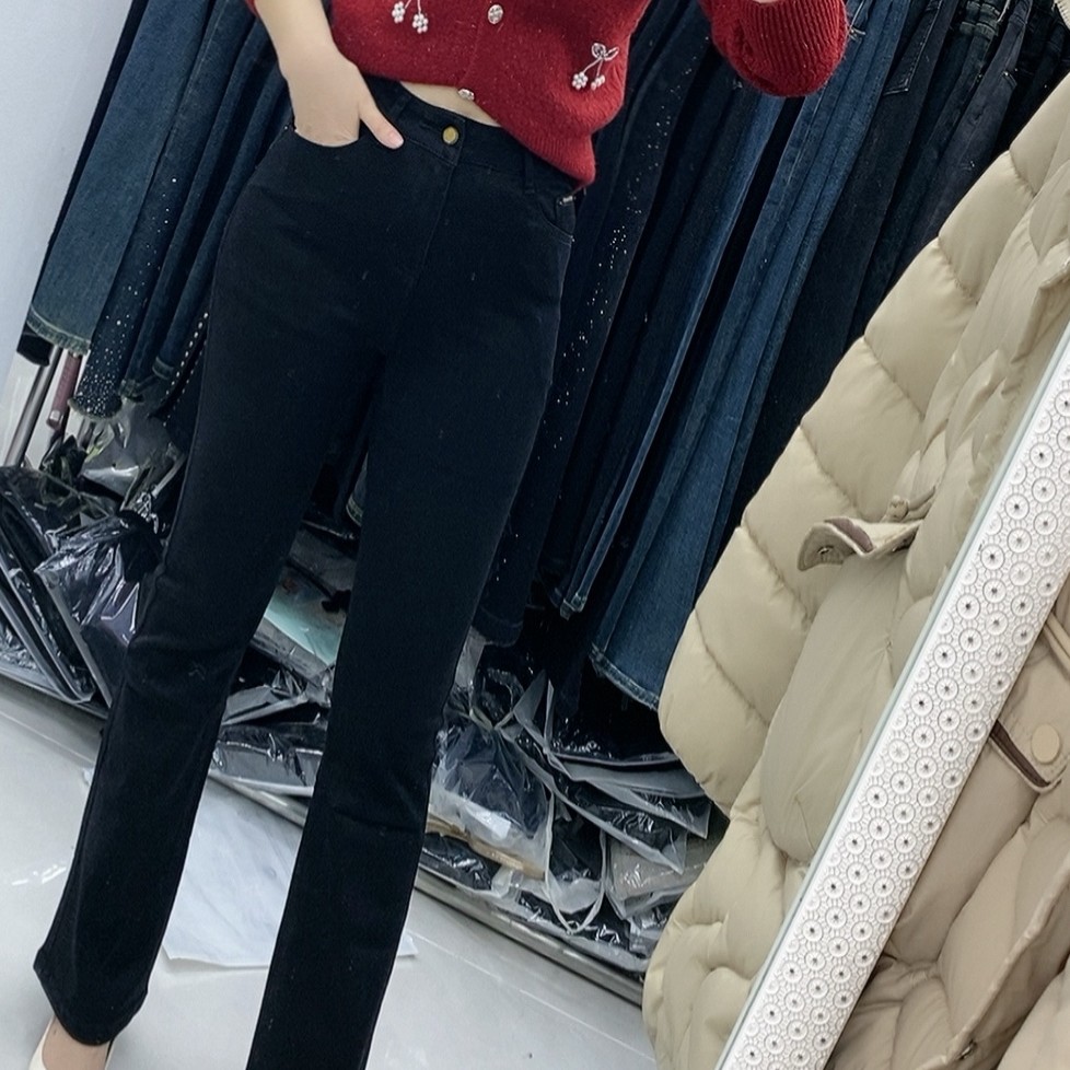 【十姐妹推荐】新款时尚气质修身显瘦牛仔裤显瘦百搭喇叭裤黑色