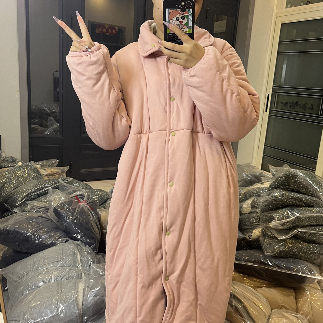 【粉色立领】新疆棉300克加厚保暖长款可外穿家居服棉