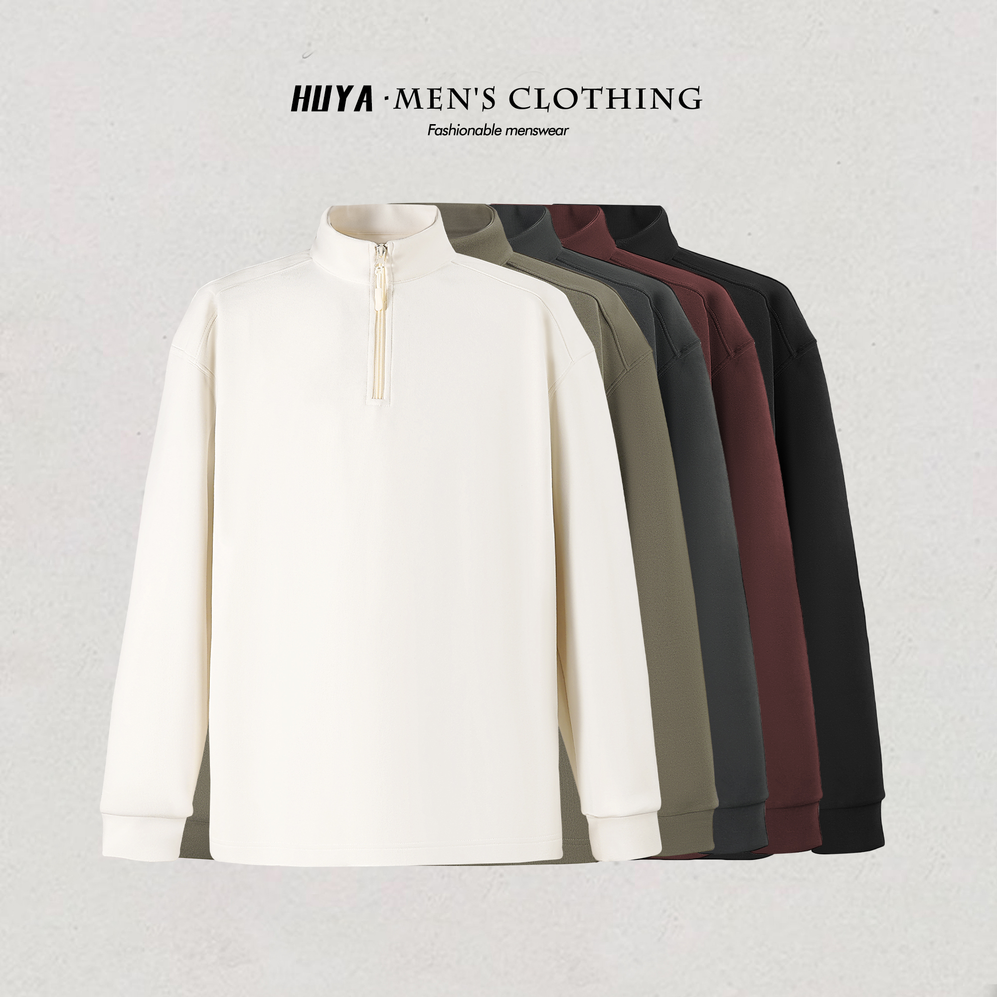 【达人专属】冬季双面磨毛半开拉链卫衣百搭拼接立领打底衫X66902