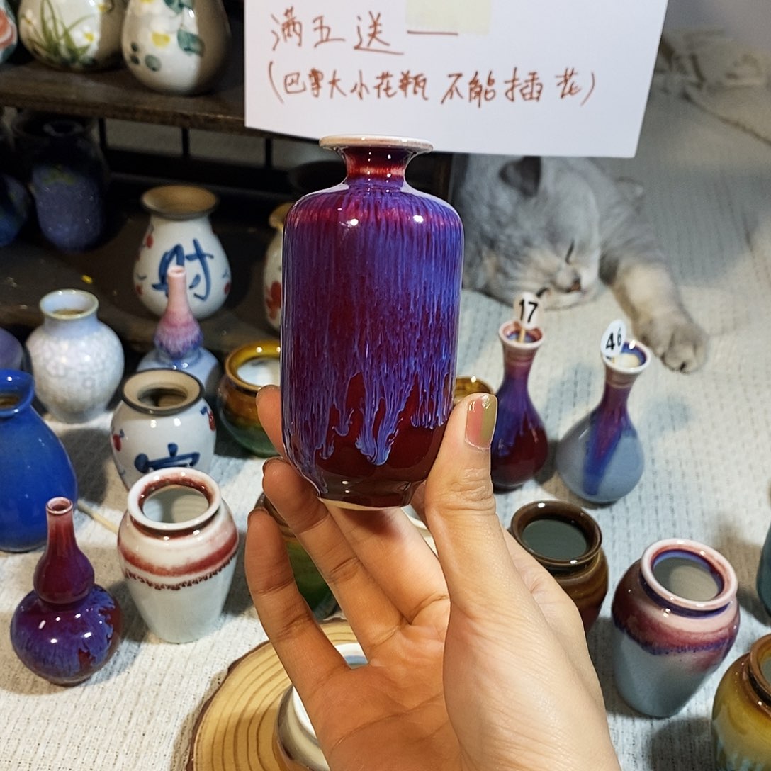 摆件巴掌大不插花景德镇高温陶瓷小花器1
