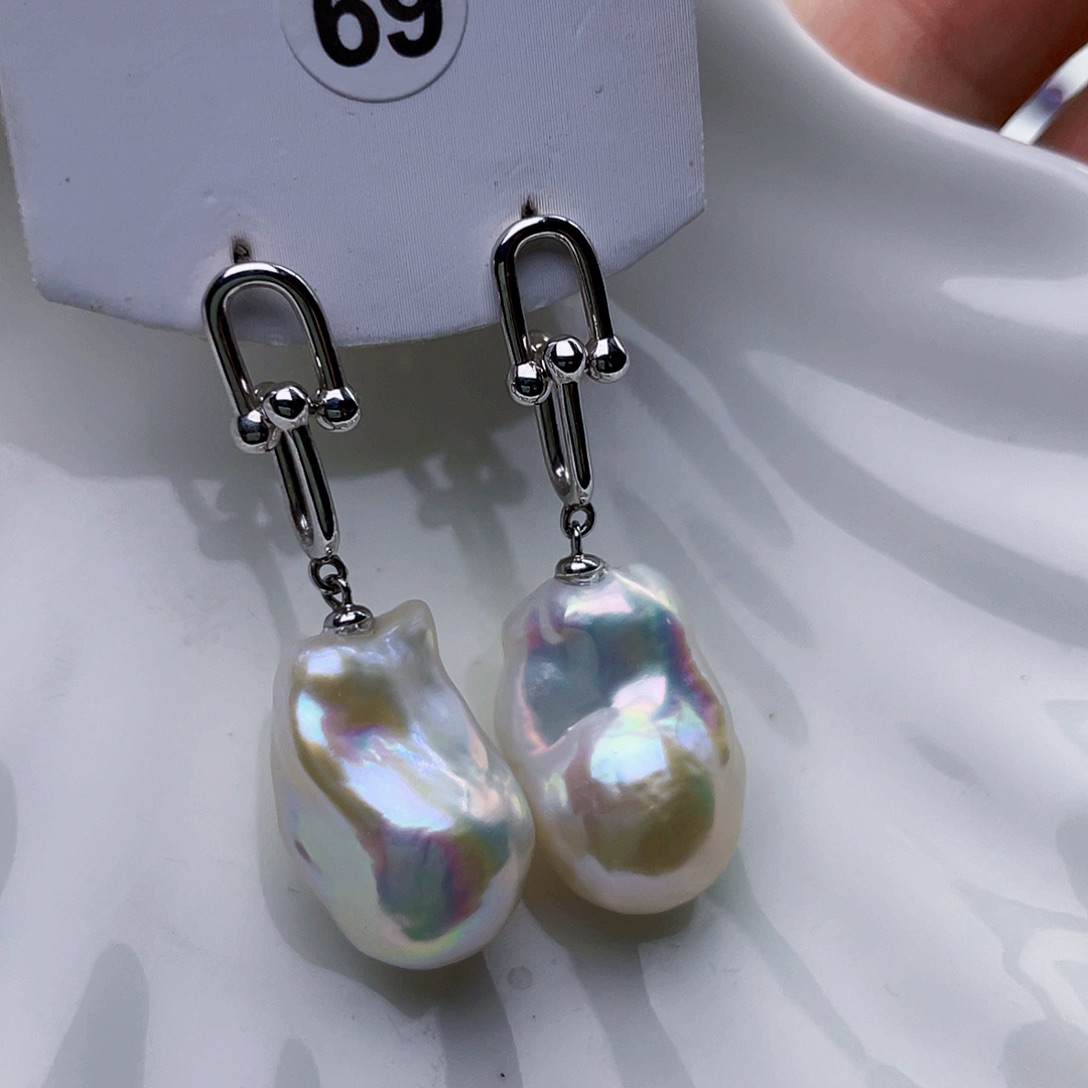 淡水珍珠耳饰银S925镶嵌