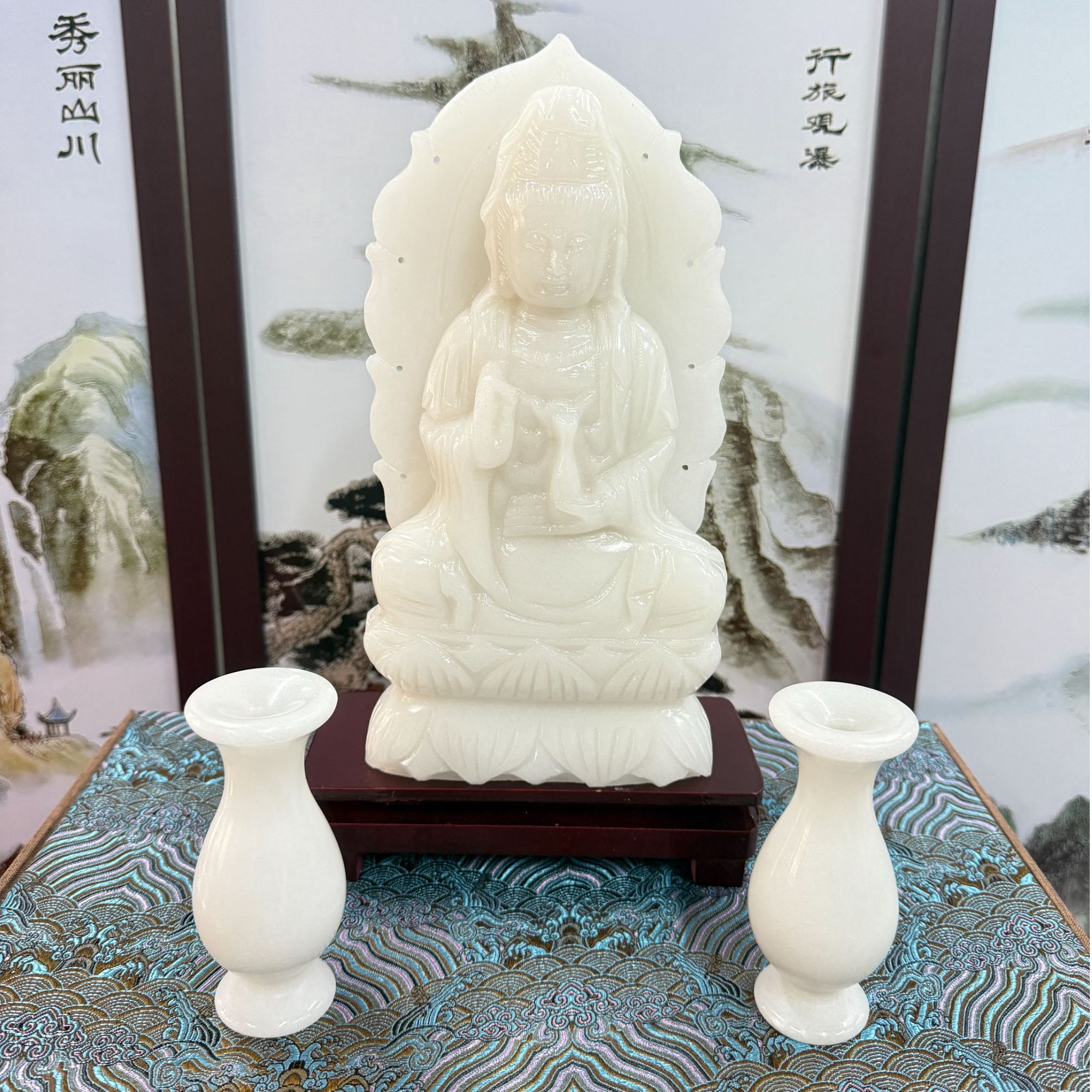 1手工雕刻观音佛像家居客厅装饰