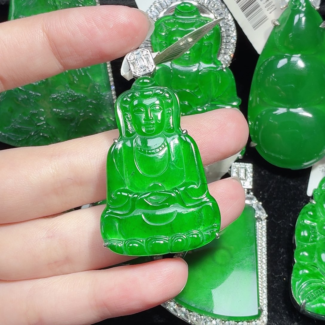 翡翠银S925镶嵌颈饰天然A货翡翠