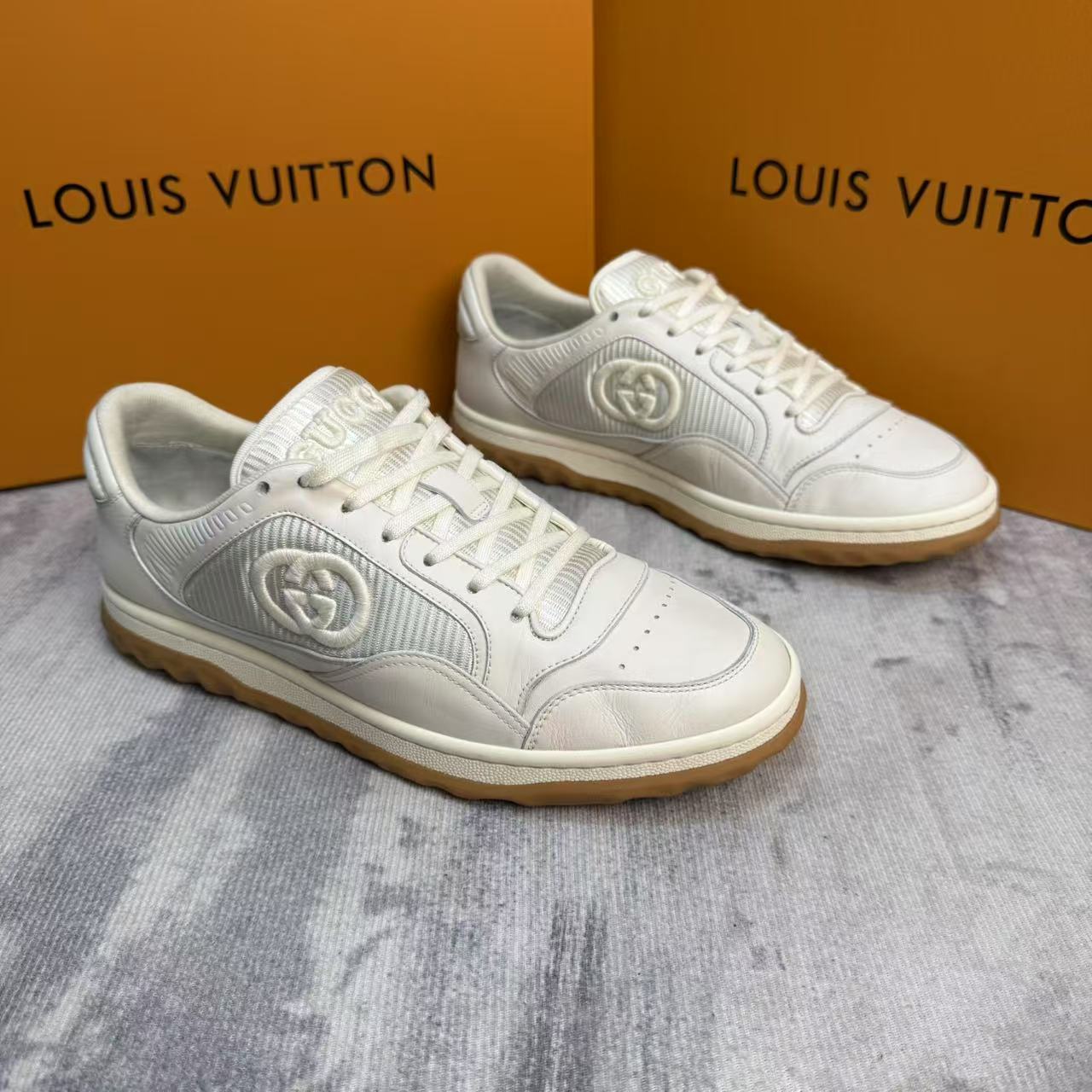 95新 GUCCI/古驰 Mac80白色刺绣双边Logo板鞋/41欧码/302