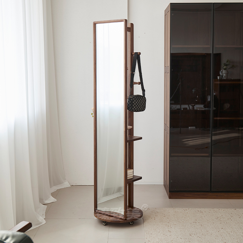 北美黑胡桃木随风穿衣镜休闲可旋转