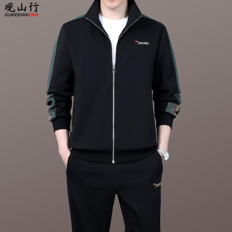 秋季中老年男士高档休闲运动服套装男春秋爆款2025新款中年爸爸装