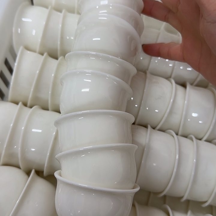 高端羊脂玉系列茶杯十个一组反口杯45cc