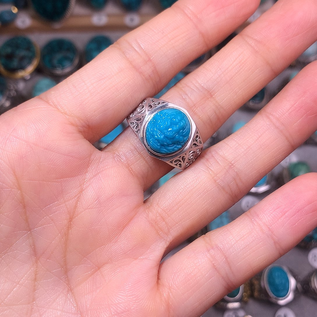 绿松石挂件银S925镶嵌