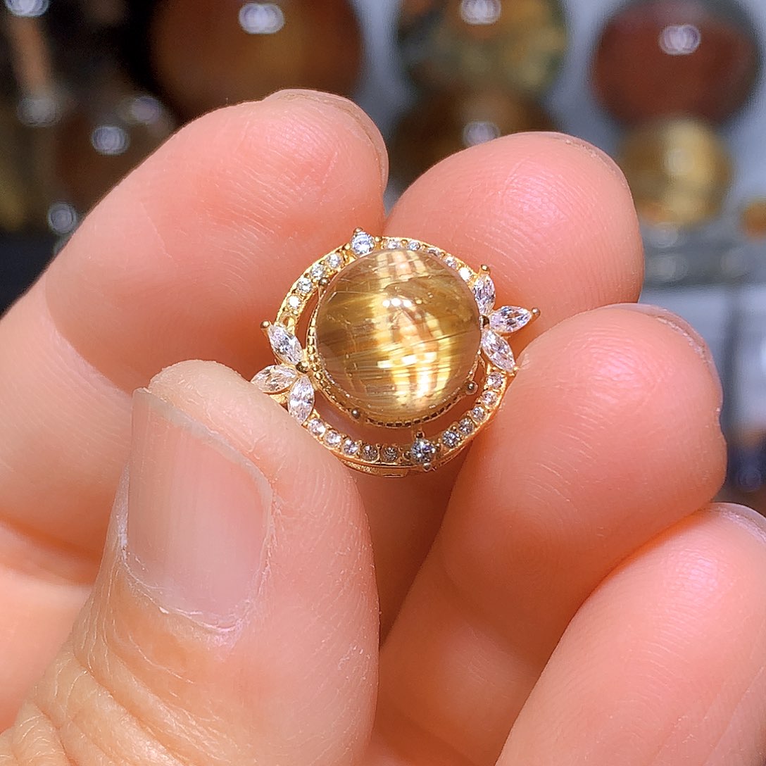 水晶吊坠银S925镀金镶嵌天然水晶