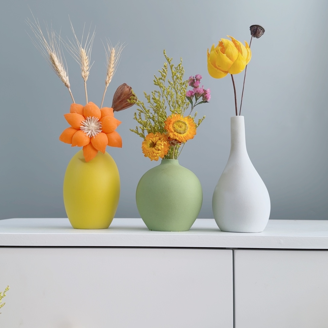 摆件陶瓷花瓶摆件含花总高约20-30cm