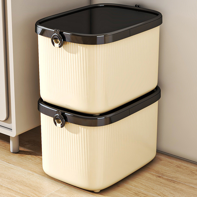 桌面收纳盒子家用长方形化妆品收纳箱储物杂物带盖零食玩具整理箱