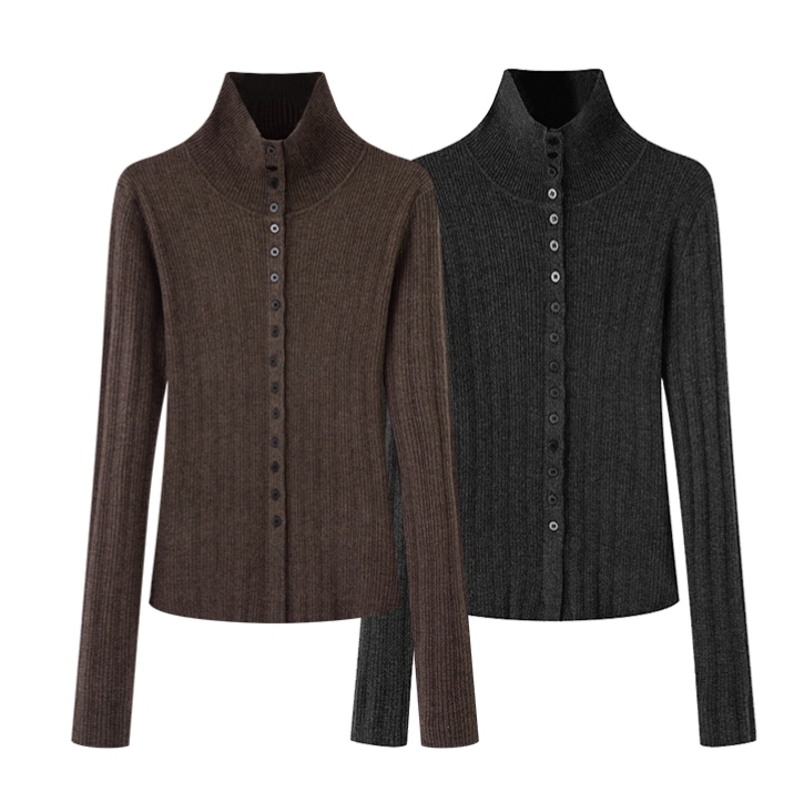 MM商场同款2025秋冬新显瘦黑色绵羊毛高领针织衫上衣女5GA134071