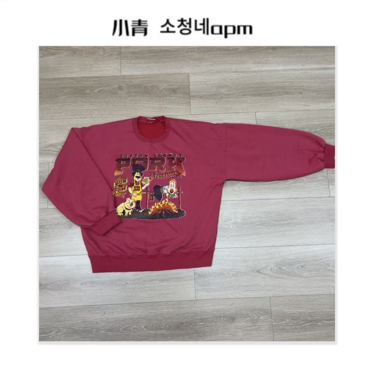 韩国东大门 公鸡/野外烧烤圆领印花长袖休闲加绒卫衣