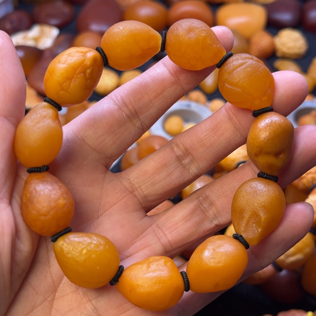 琥珀裸石未镶嵌天然蜜蜡手串