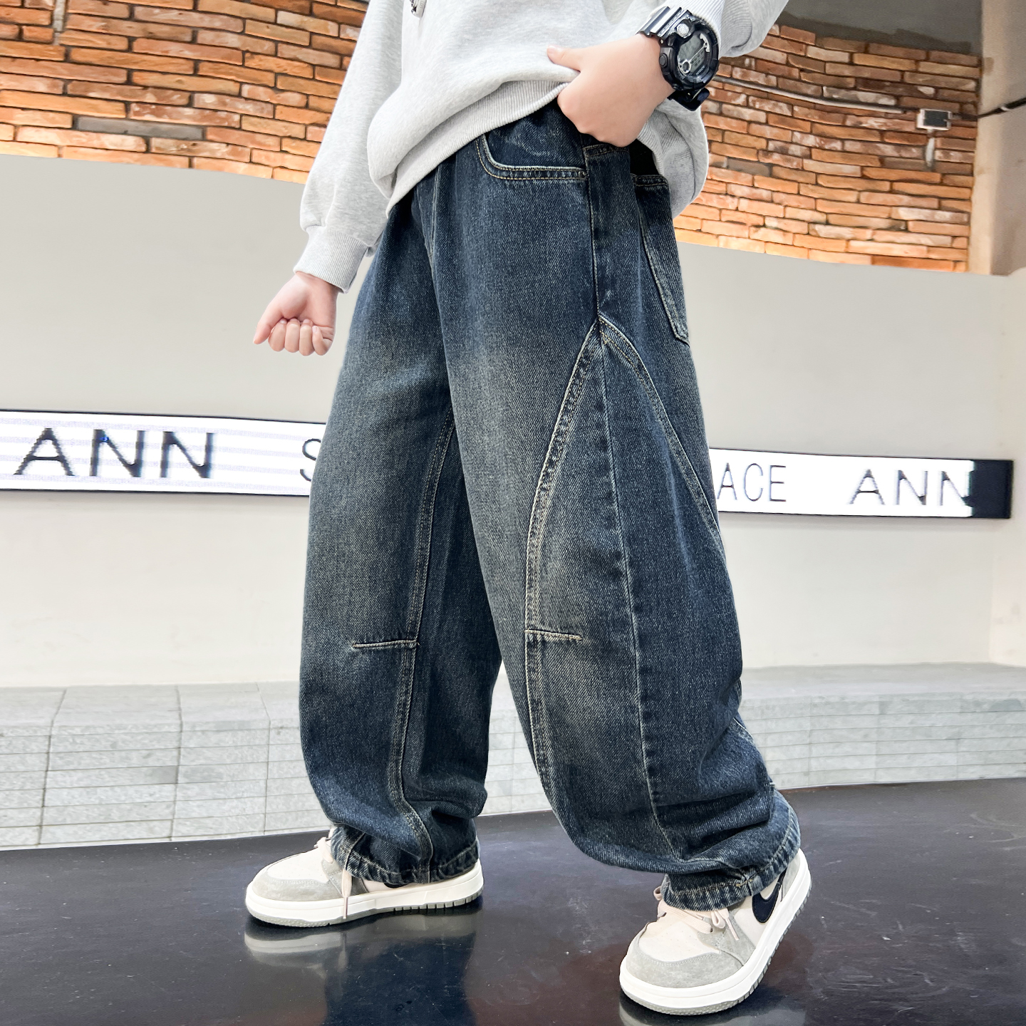 男童春秋款休闲裤2025新款中大儿童宽松牛仔裤A5225