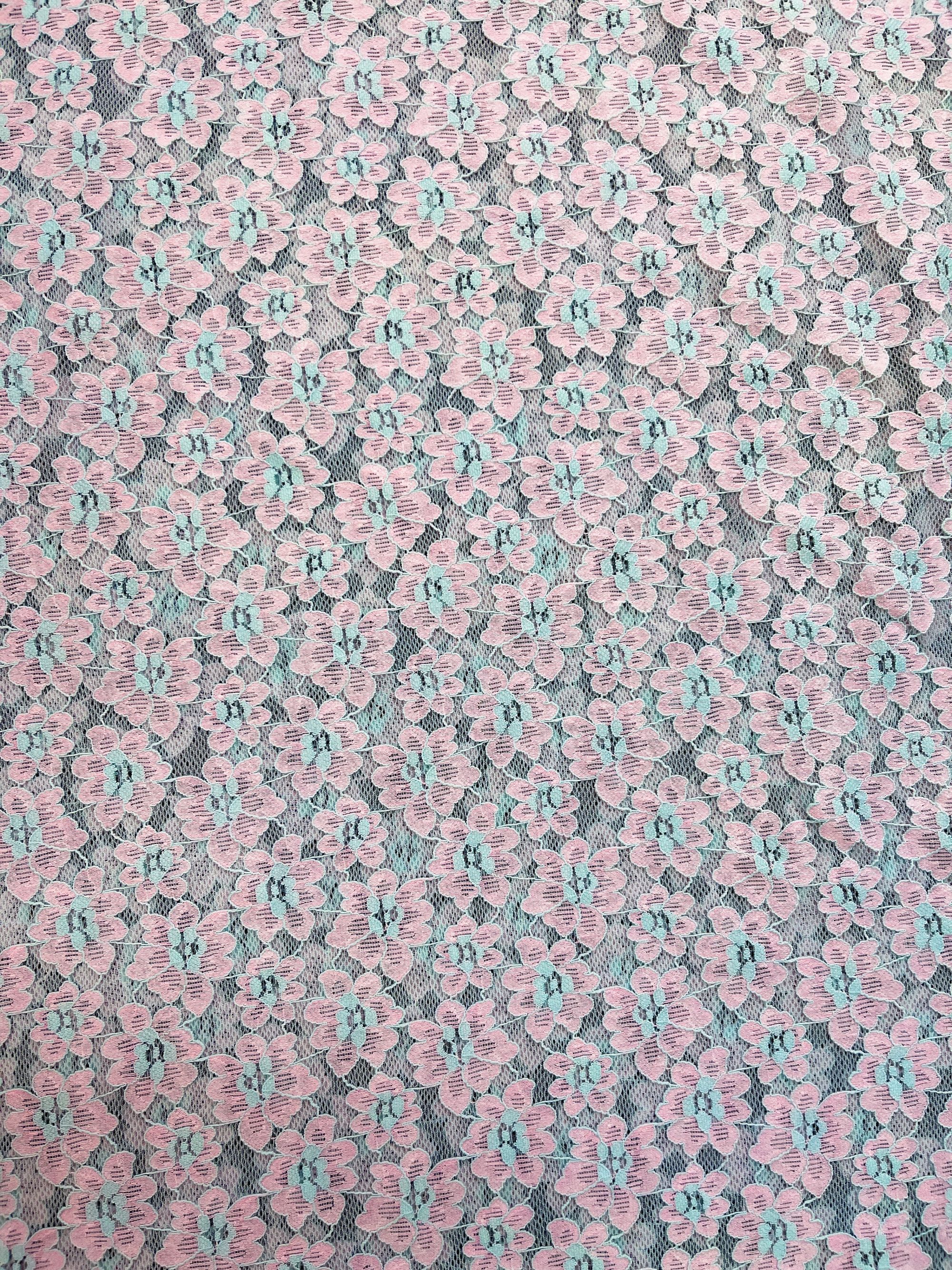 粉色勾花蕾丝布料工艺底布旗袍连衣裙面料布头M1072碎花布料家纺