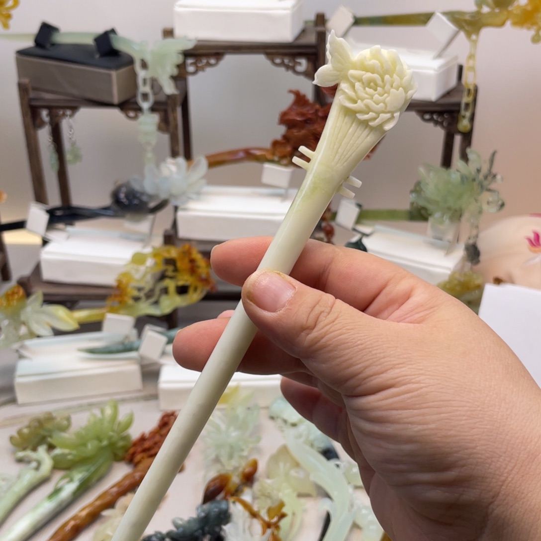 蛇纹石玉合金发饰