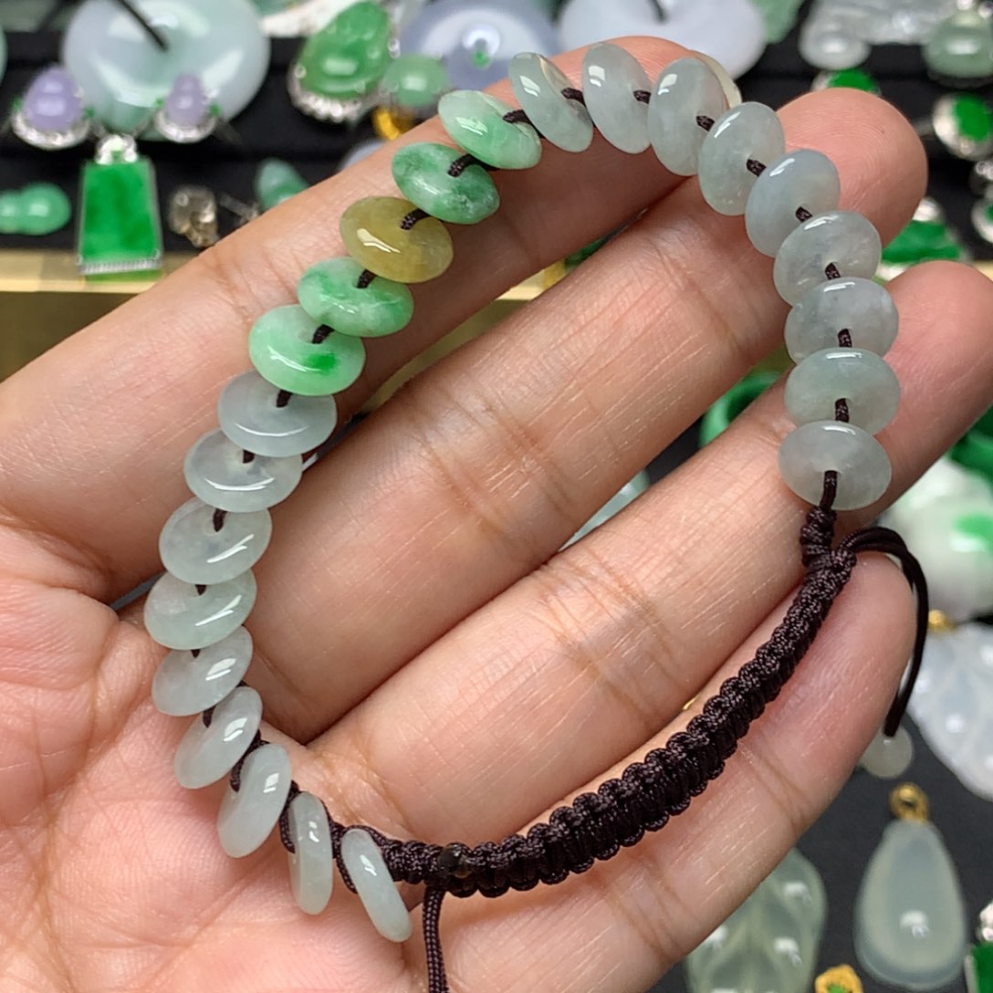未镶嵌手串翡翠小*有纹裂