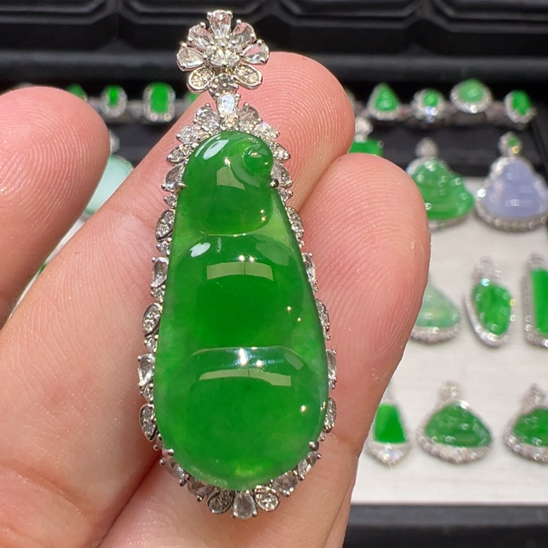 翡翠颈饰18K金镶嵌收货48小时鉴赏期（超时不退不换）