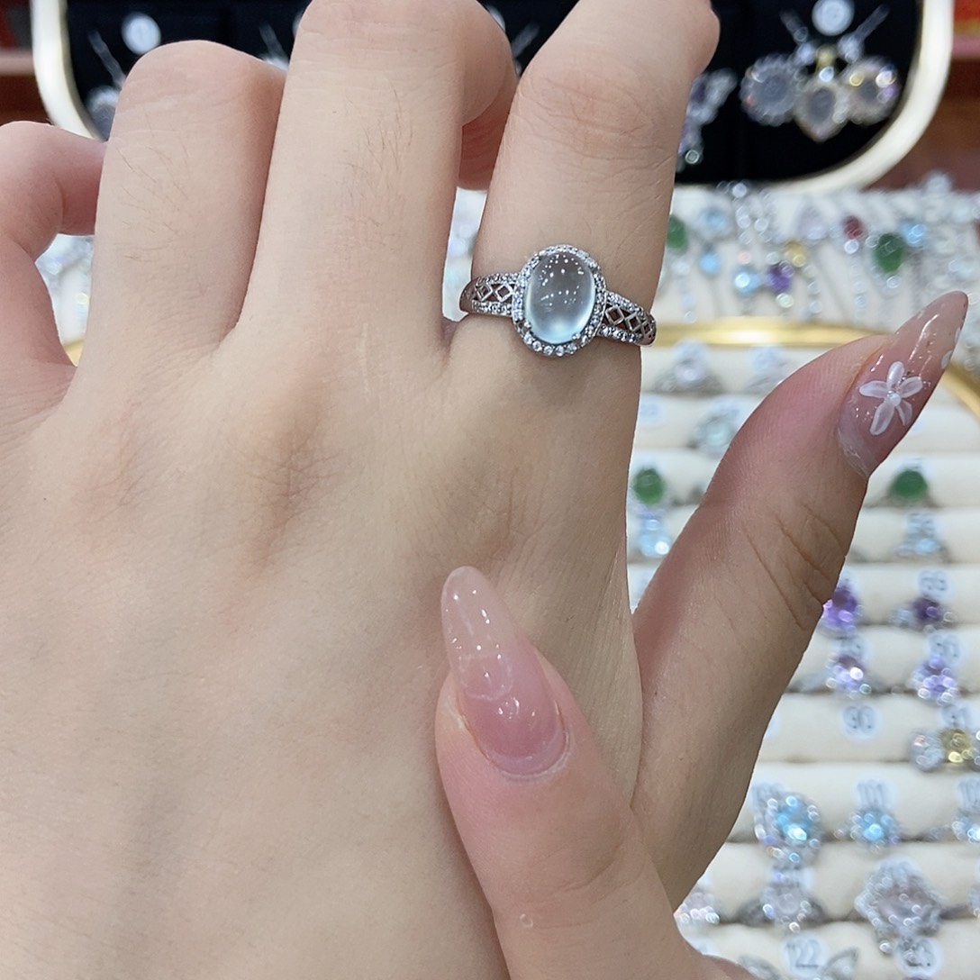 ****酱岫玉银S925镶嵌戒指