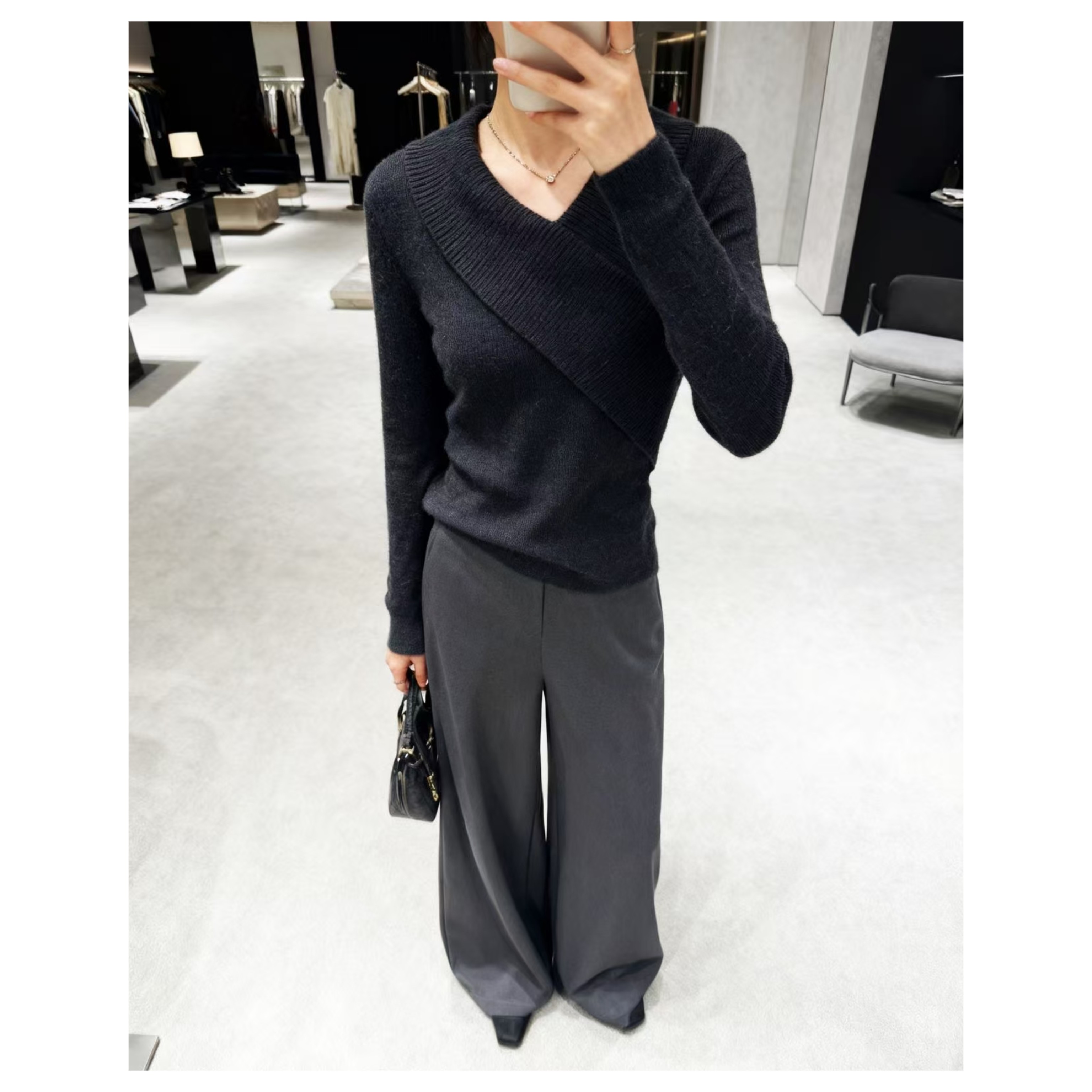 加厚超细羊毛！胸84-130长54修身大领气质穿搭套头针织上衣 4371