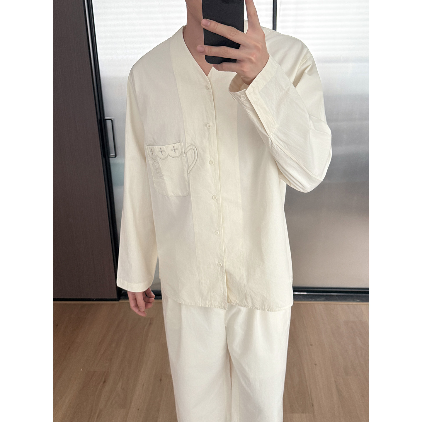 SDR Joyable“英式早餐”天丝棉麻男女同款刺绣茶杯家居服套装Week4