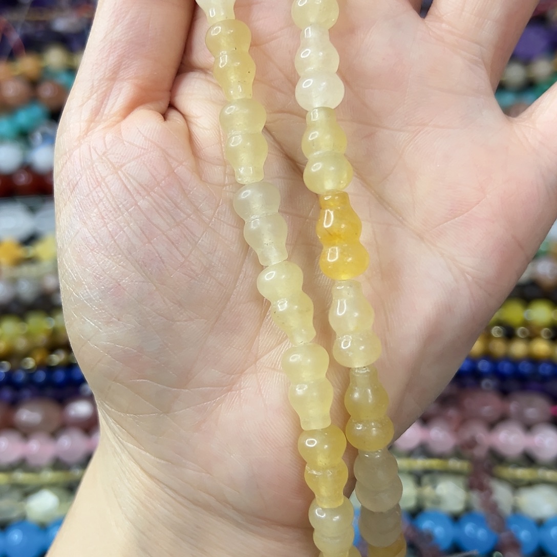 玛瑙/玉髓合金珠宝半成品 金丝玉葫芦26颗左右一条