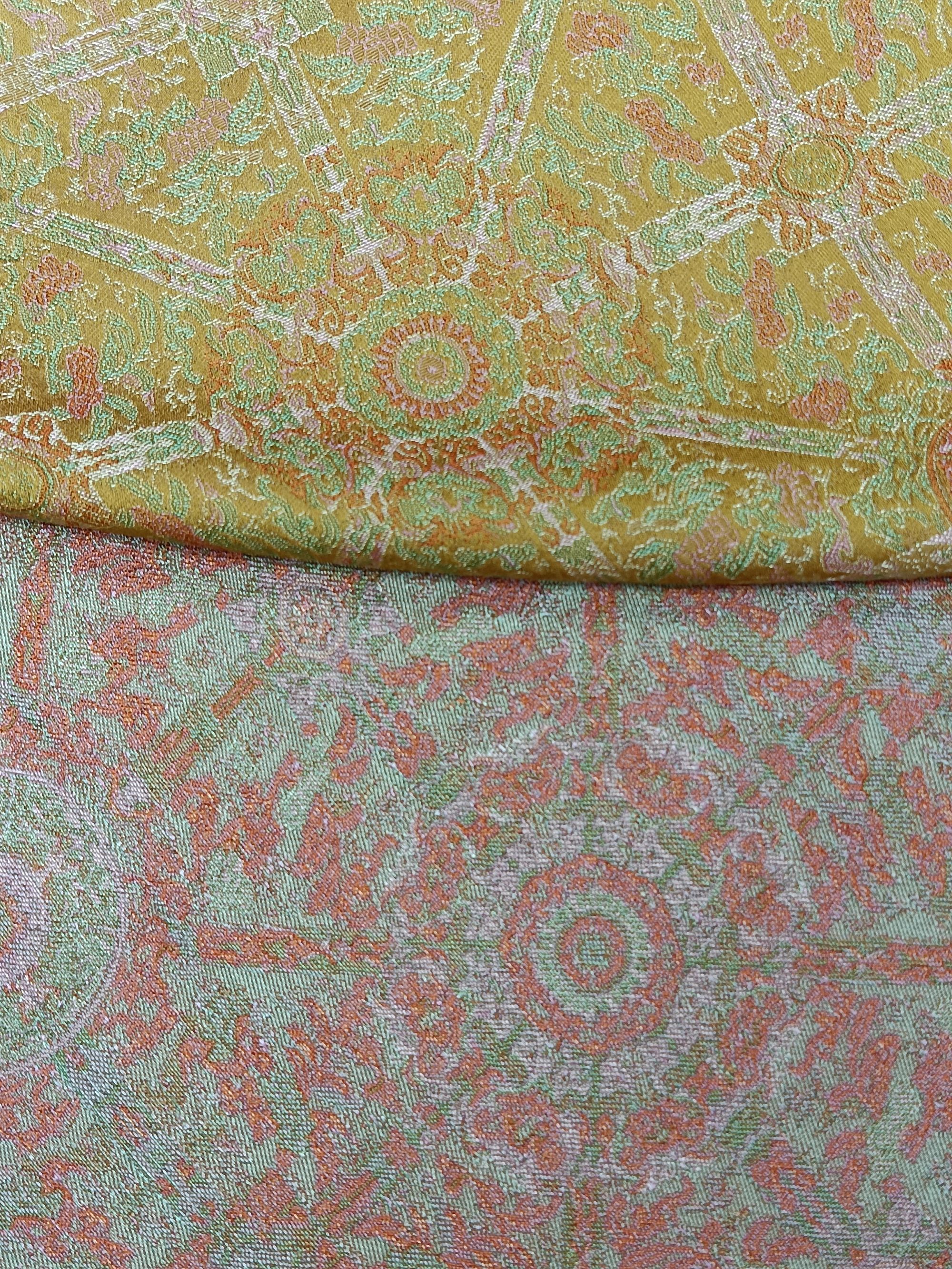 宋锦粉橙八达运 布头 高清数码印花