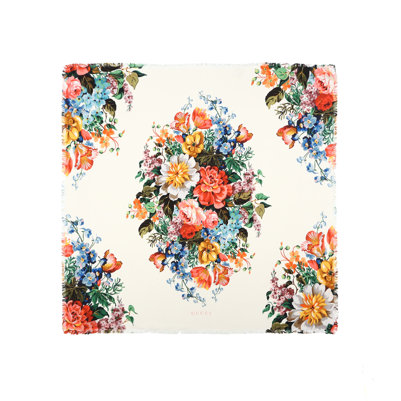 99新 GUCCI/古驰 GUCCI花卉印花丝巾 米白色 P231858034