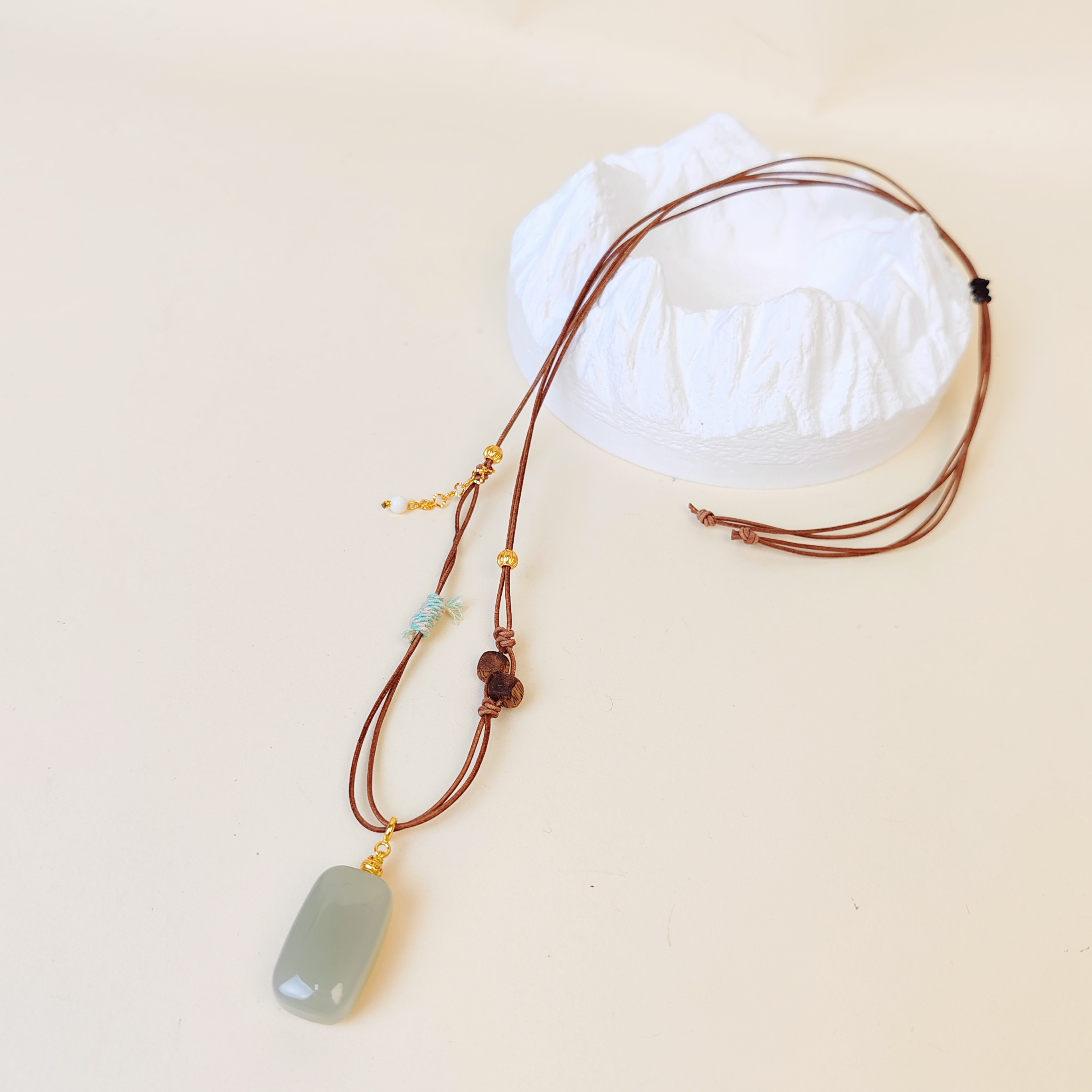 和田玉晴水无事牌项链（多样性发其一）