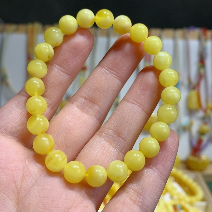 蜜蜡未镶嵌手链特价瑕疵7.9mm