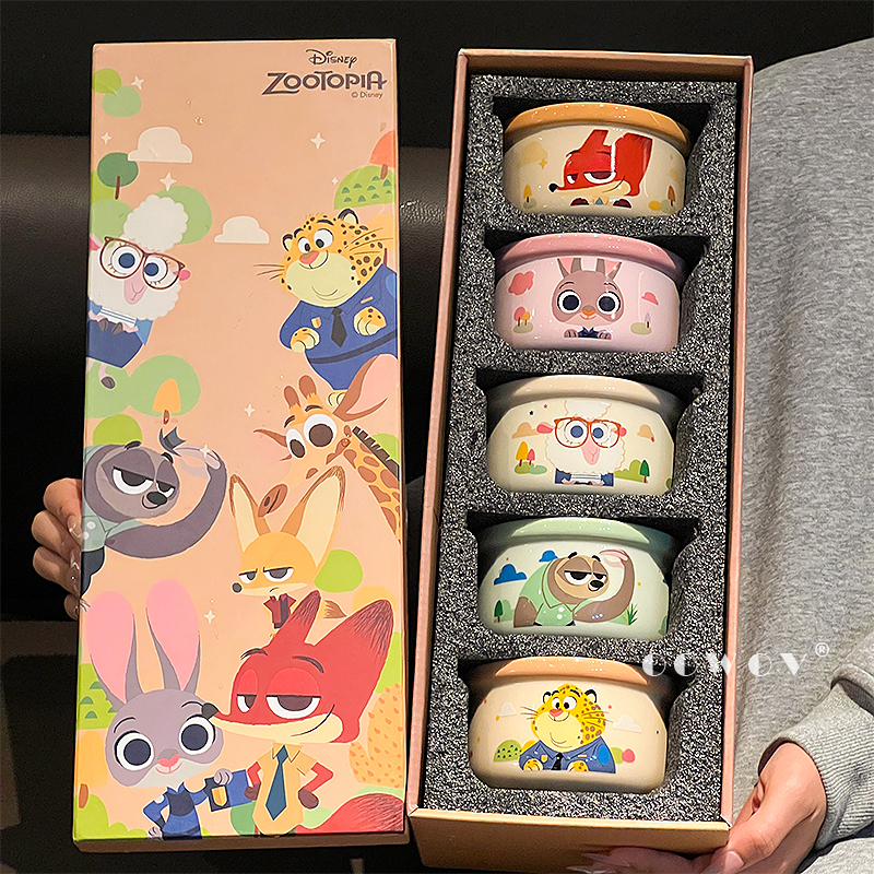 疯狂动物城朱迪尼克米饭碗釉下彩餐具礼盒碗家用高颜值生日礼物品