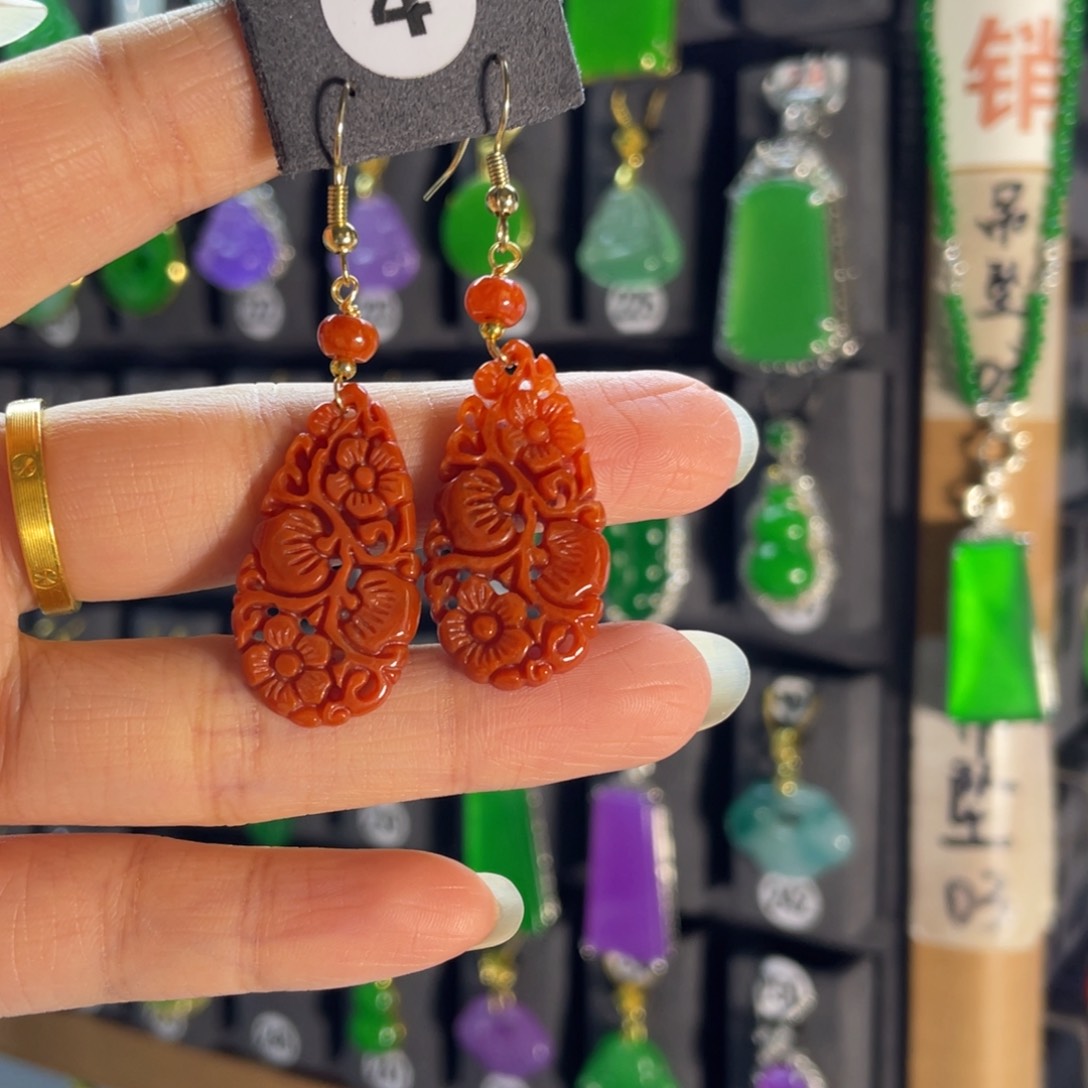 银S925镶嵌翡翠耳饰4