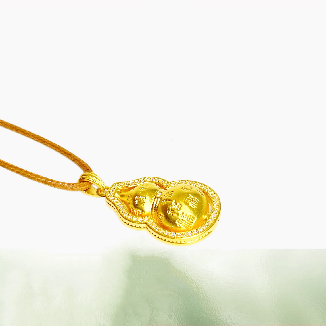 【拍前联系主播确认圈口】999足金百福葫芦包边古法吊坠女款