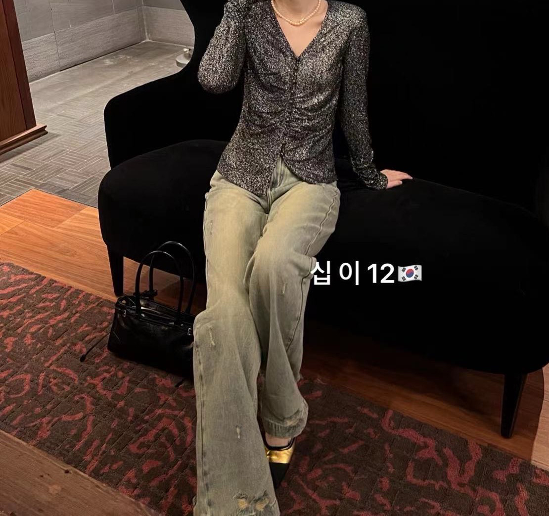 复古洗水磨破大长腿牛仔裤