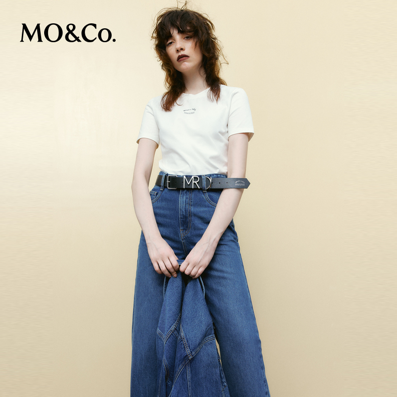 【陈大可专属】MOCO春夏秋弹力棉正肩短袖印花T恤上衣MBC3TEE019