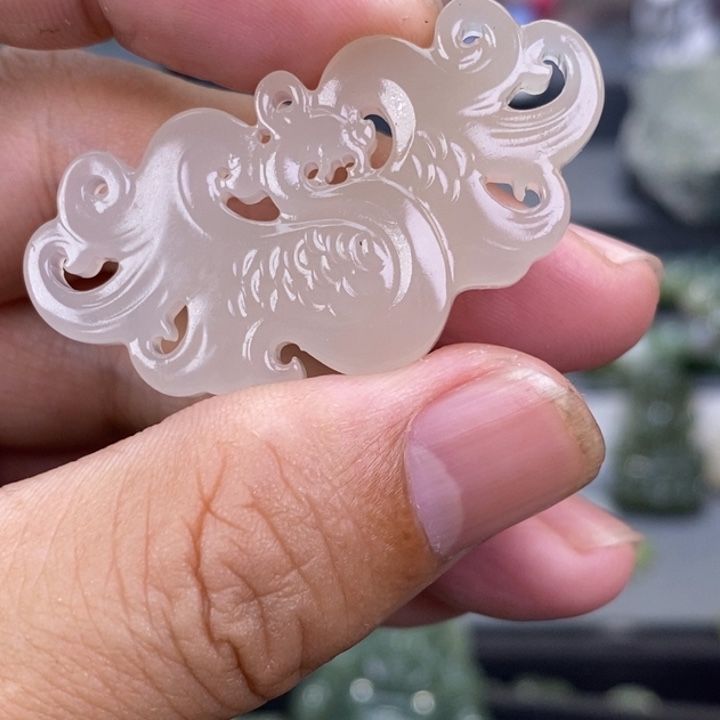 和田玉颈饰未镶嵌白***9